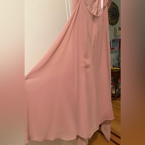 Azazie Everett Bridesmaid Dress Dusty Rose Size A4 Pink Chiffon - Picture 6 of 8